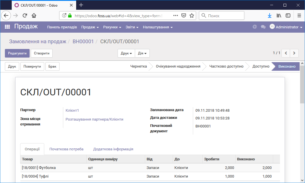 Виконання доставки товарів