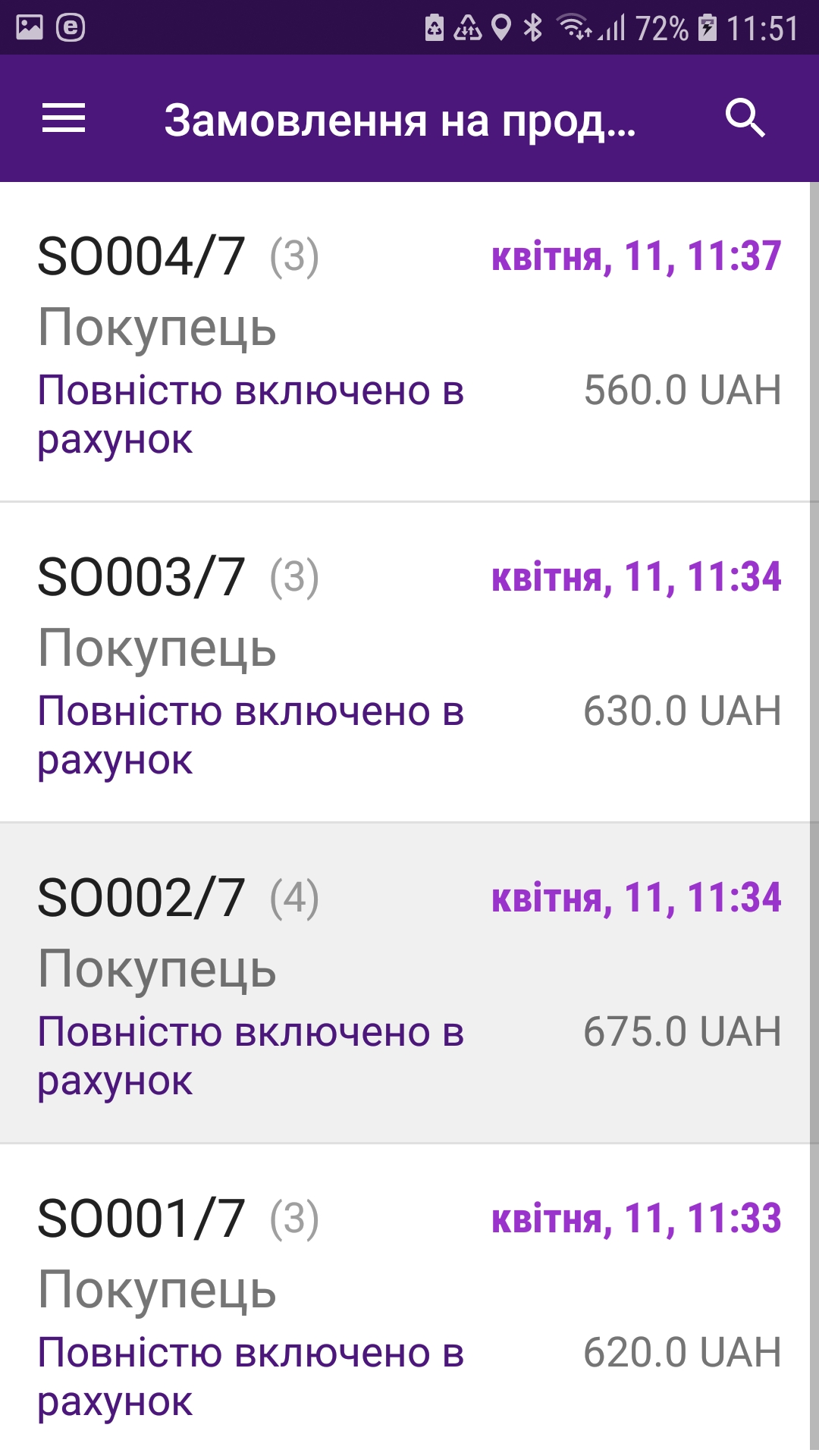 Список замовлень на закупівлю