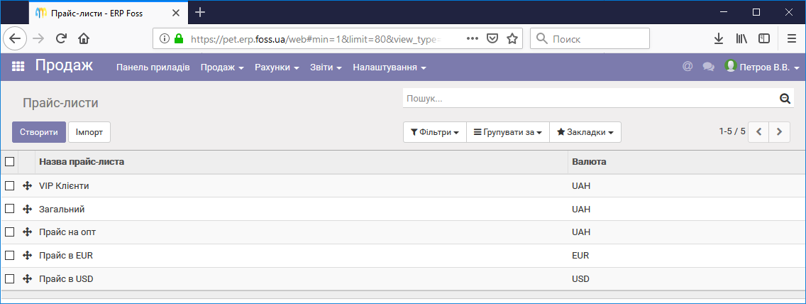 Список прайс листів