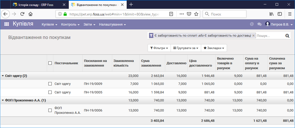 Звіт по взаєморозрахункам