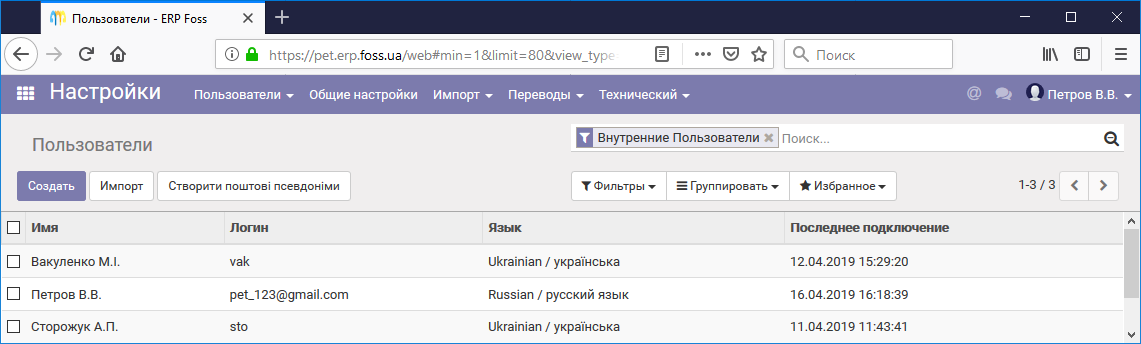 Пользователи системы, которые могут осуществлять продажи