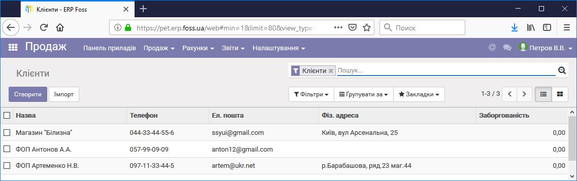 Список клієнтів